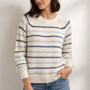 Lily Morgan 100% COTTON, Crewneck sweater stripes, nautical, capsule,  S. Med W.